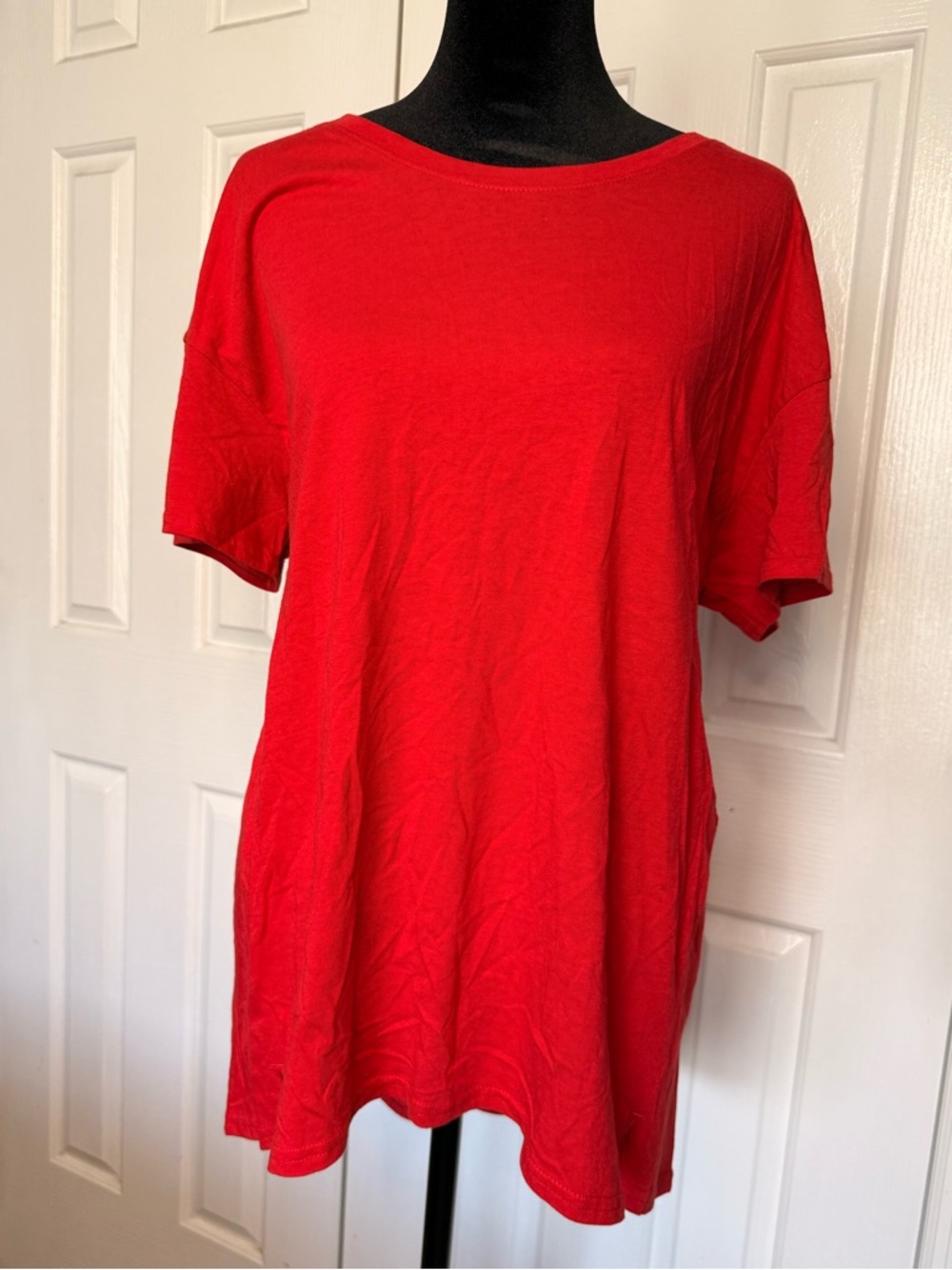 Z By Zella Red Oversized Tee Shirt Athleisure Basic Soft Top Size Small